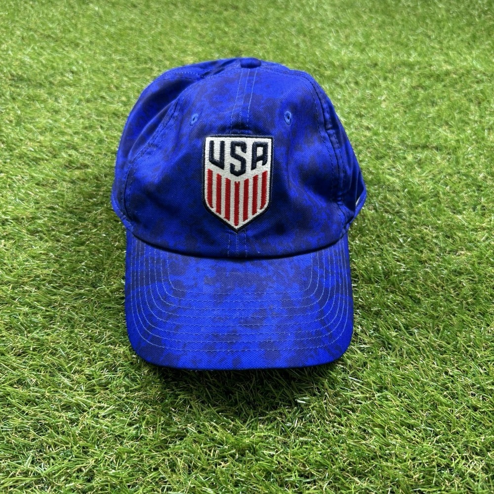 USA Soccer Team Hat Cap Strap Back Blue Camo Nike Dri Fit Mens USMNT World Cup